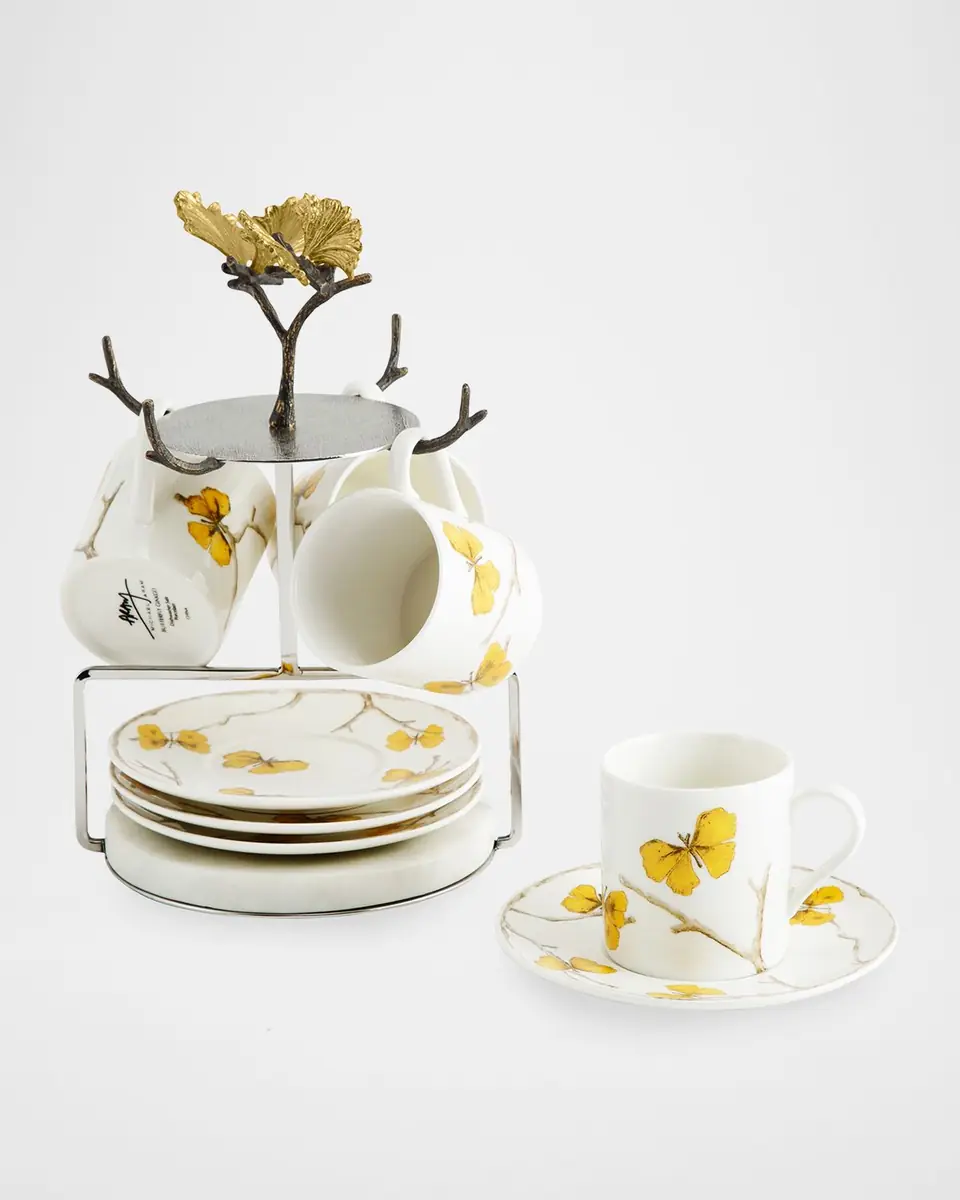 Michael Aram Butterfly Ginkgo Demitasse Set with Stand | Thumbnail 4 Michael Aram Butterfly Ginkgo Demitasse Set with Stand | Thumbnail 4