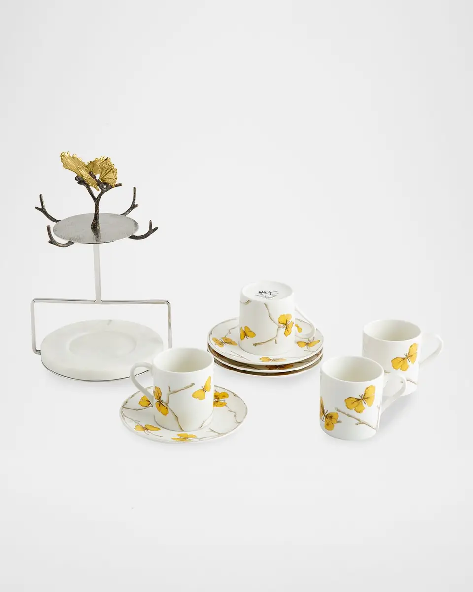 Michael Aram Butterfly Ginkgo Demitasse Set with Stand | Thumbnail 5 Michael Aram Butterfly Ginkgo Demitasse Set with Stand | Thumbnail 5