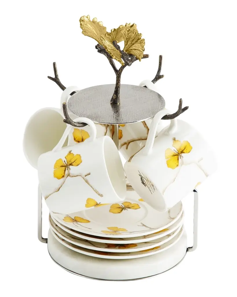 Michael Aram Butterfly Ginkgo Demitasse Set with Stand