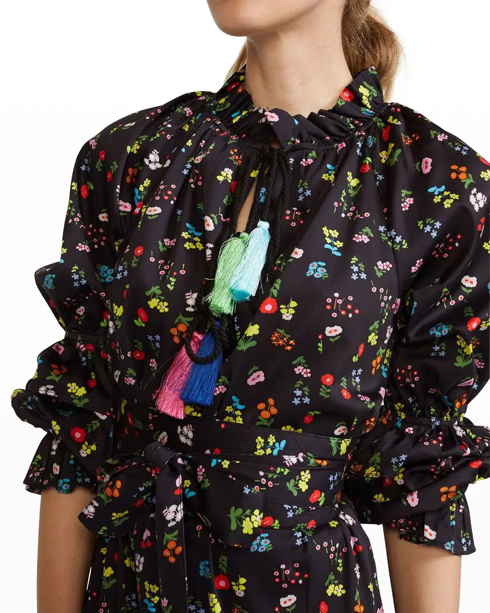 Cynthia Rowley Betty Floral-Print Tassel-Tie Dress | Thumbnail 5 Cynthia Rowley Betty Floral-Print Tassel-Tie Dress | Thumbnail 5