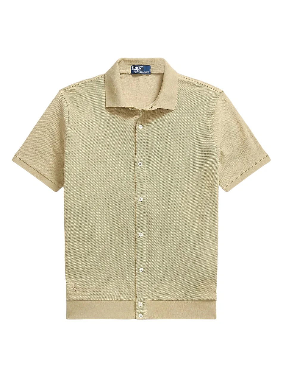 Men's Honeycomb-Knit Cotton Polo Shirt Men's Honeycomb-Knit Cotton Polo Shirt