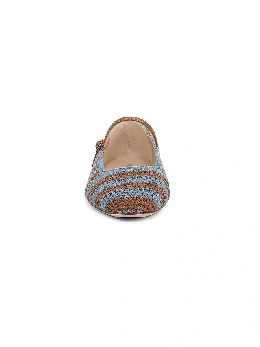 Veronica Beard Women's Ellie Striped Crochet Leather Mary Janes | Thumbnail 5