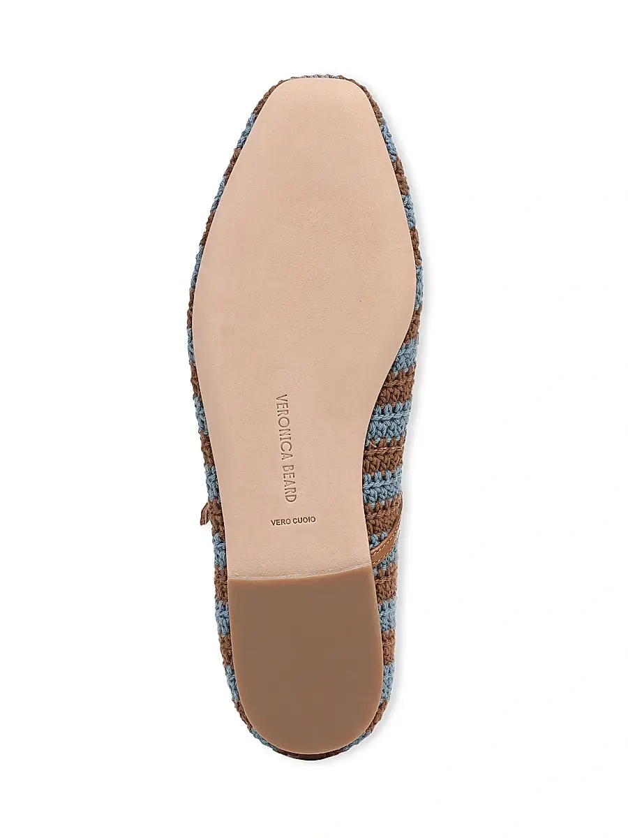 Veronica Beard Women's Ellie Striped Crochet Leather Mary Janes | Thumbnail 8