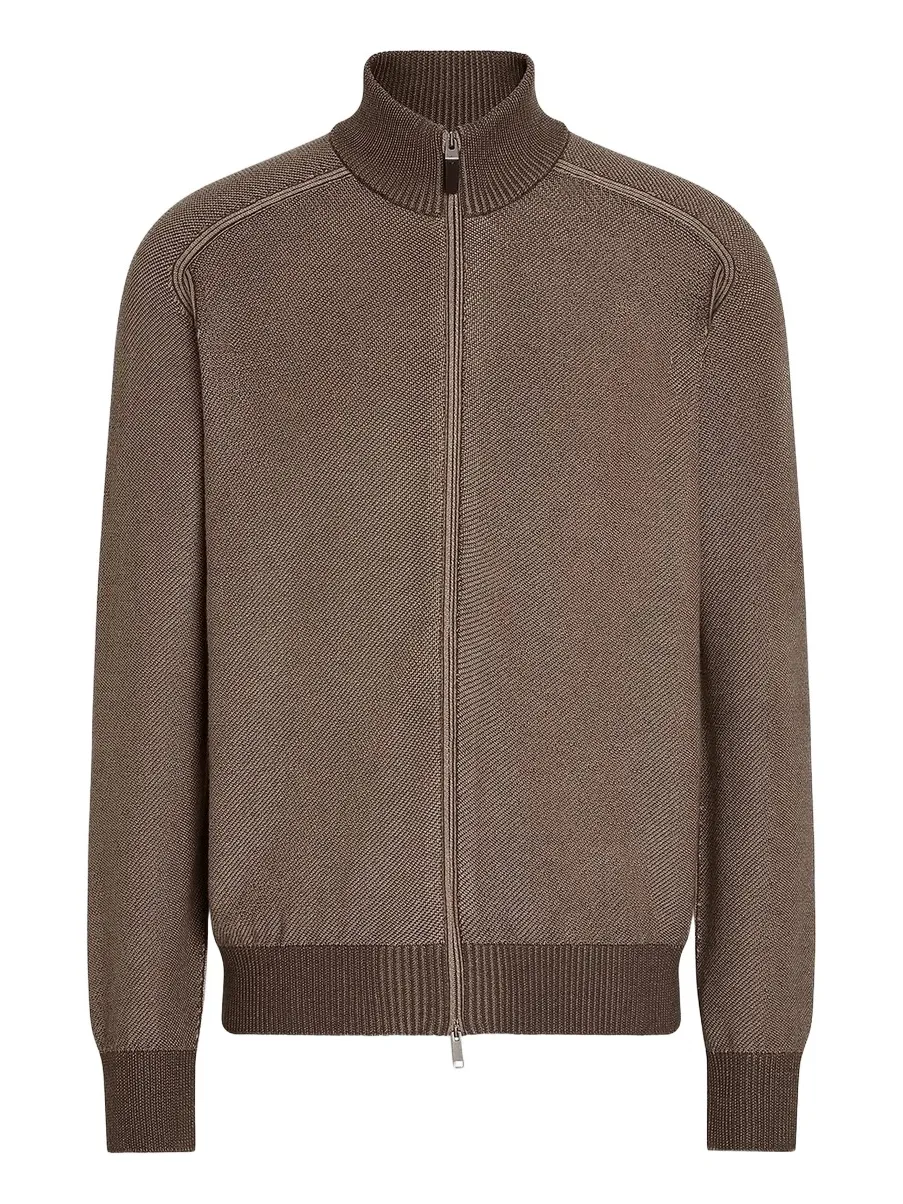 Zegna Men's Cashseta Full Zip Cardigan