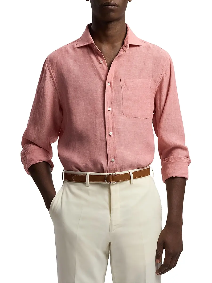 Ralph Lauren Purple Label Men's Linen Chambray Shirt | Thumbnail 3 Ralph Lauren Purple Label Men's Linen Chambray Shirt | Thumbnail 3