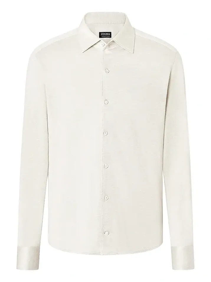 Men's Silk, Linen and Cotton Shirt - White Melange Men's Silk, Linen and Cotton Shirt - White Melange
