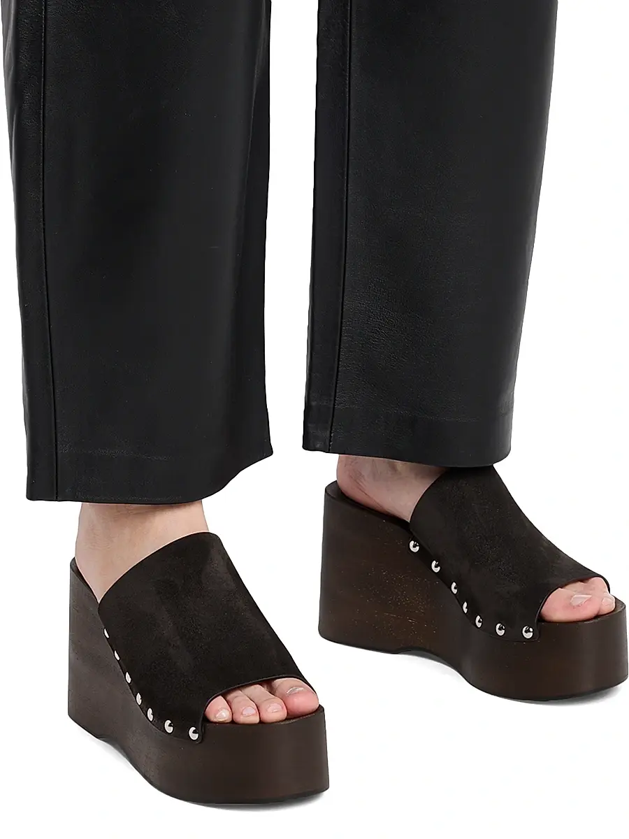 Stuart Weitzman Women's Kate 100MM Studded Suede Clogs | Thumbnail 2 Stuart Weitzman Women's Kate 100MM Studded Suede Clogs | Thumbnail 2