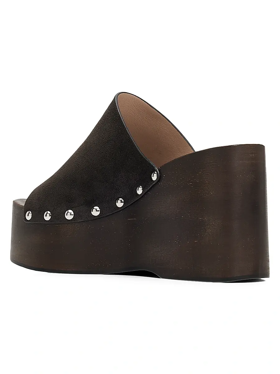 Stuart Weitzman Women's Kate 100MM Studded Suede Clogs | Thumbnail 4 Stuart Weitzman Women's Kate 100MM Studded Suede Clogs | Thumbnail 4