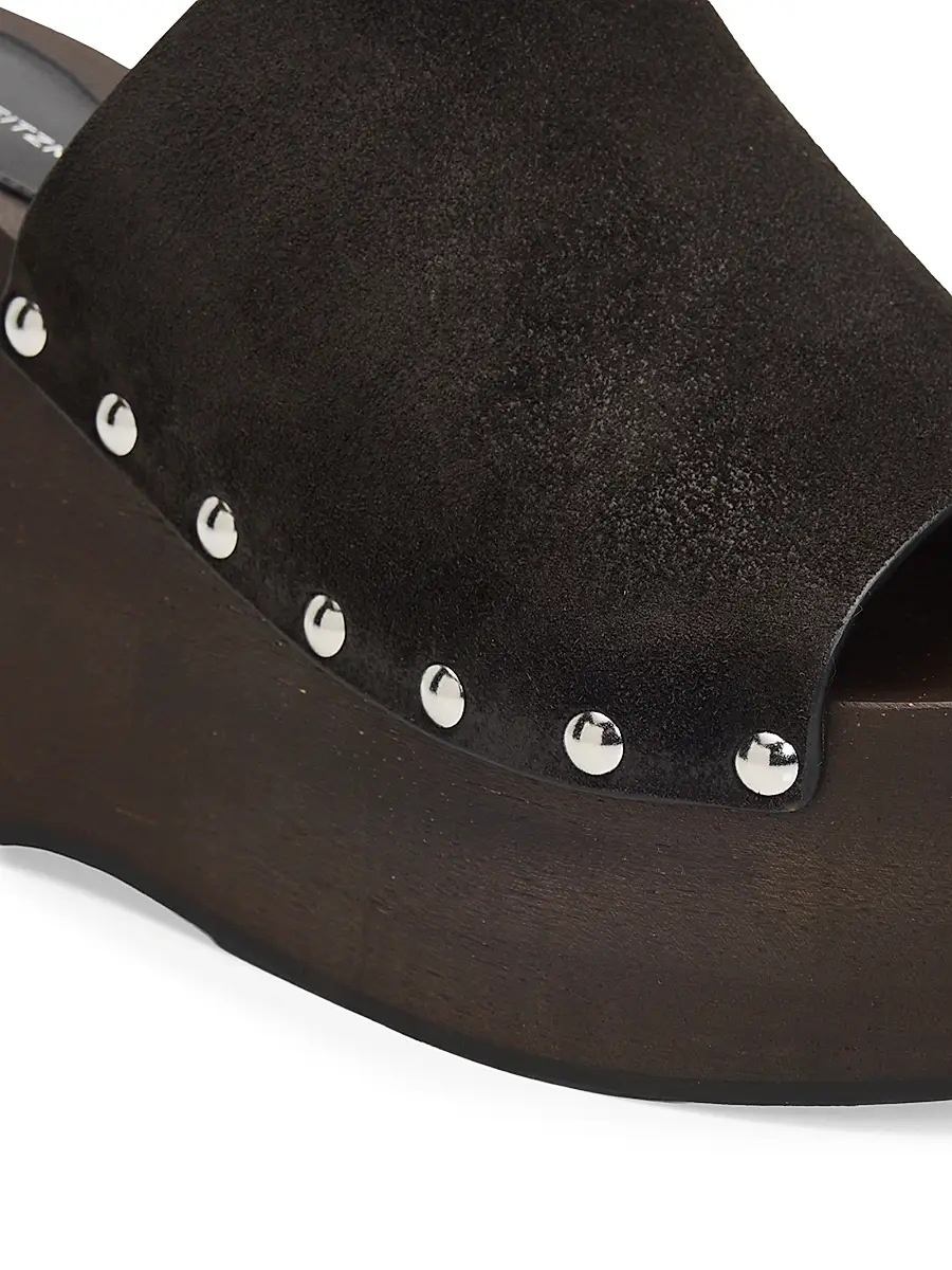 Stuart Weitzman Women's Kate 100MM Studded Suede Clogs | Thumbnail 6 Stuart Weitzman Women's Kate 100MM Studded Suede Clogs | Thumbnail 6