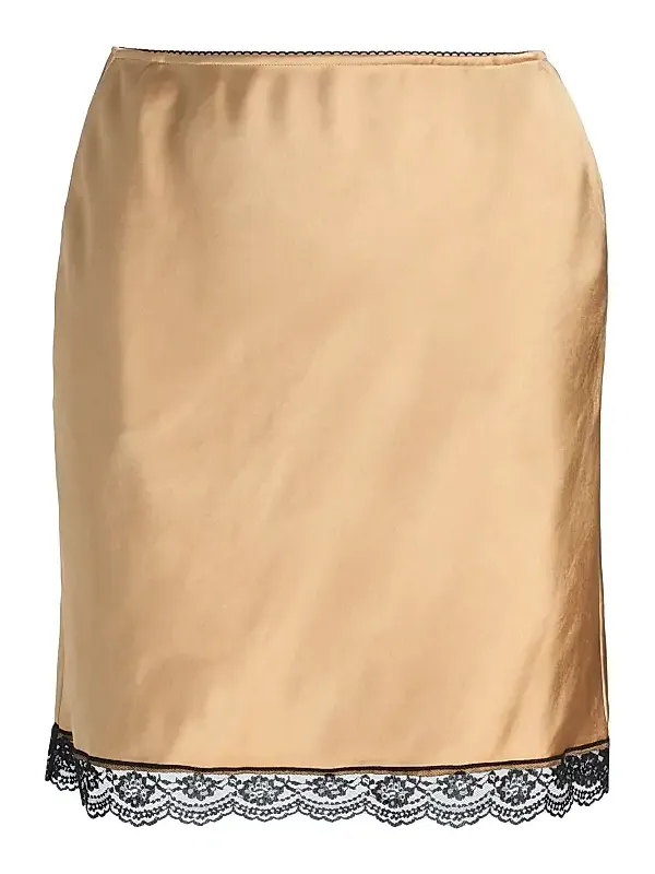 dh New York Women's Candice Satin Lace-Hem Miniskirt