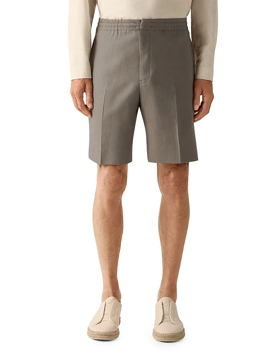 Zegna Men's Oasi Lino Shorts | Thumbnail 2