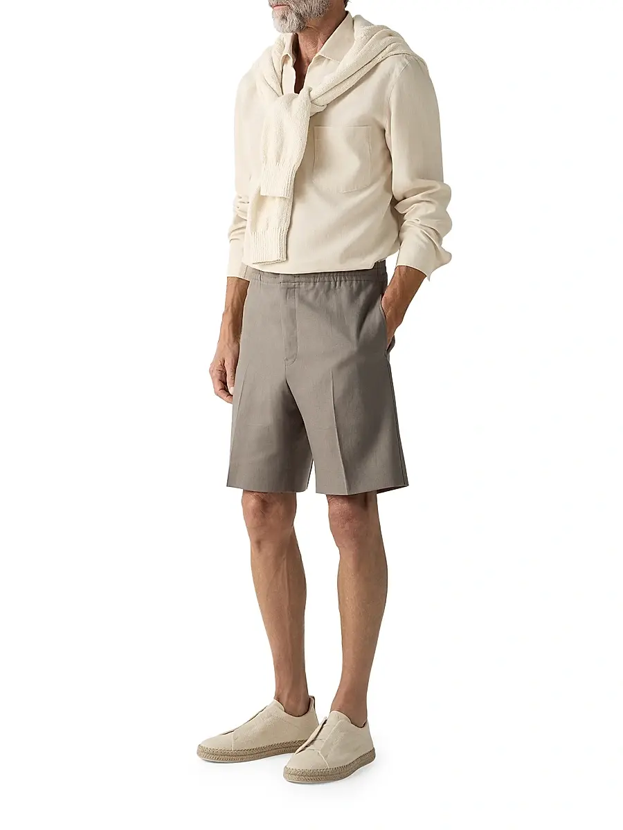 Zegna Men's Oasi Lino Shorts | Thumbnail 6