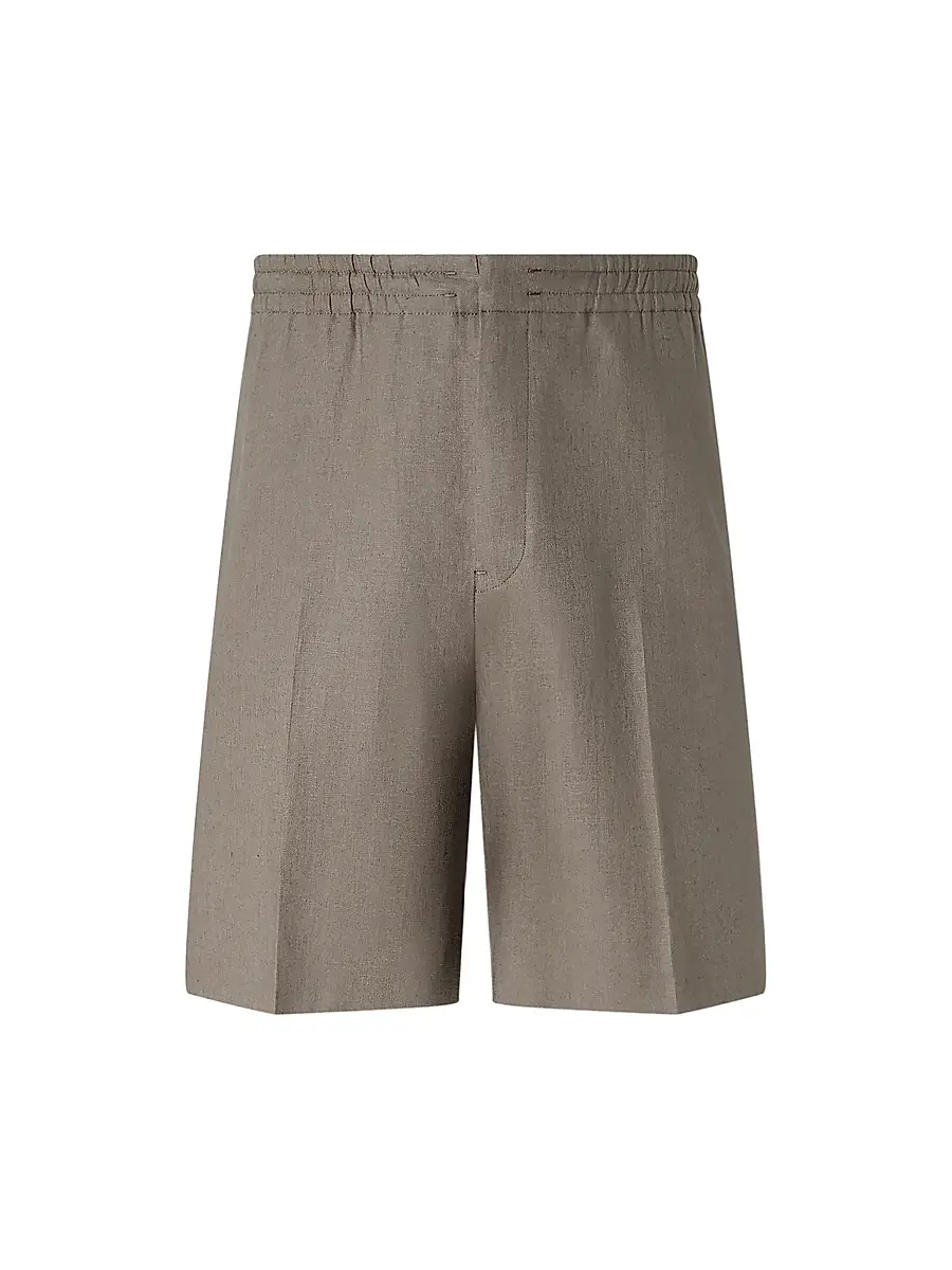 Zegna Men's Oasi Lino Shorts - Dark Taupe | Image 1 Zegna Men's Oasi Lino Shorts - Dark Taupe | Image 1