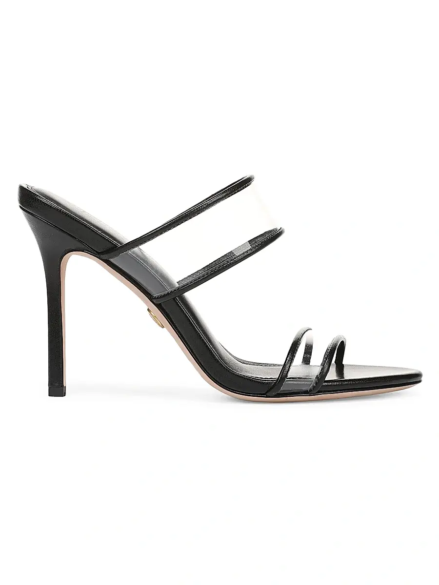 Veronica Beard Women's Asha 100MM Strappy Leather Sandals - Clear Black | Image 1 Veronica Beard Women's Asha 100MM Strappy Leather Sandals - Clear Black | Image 1
