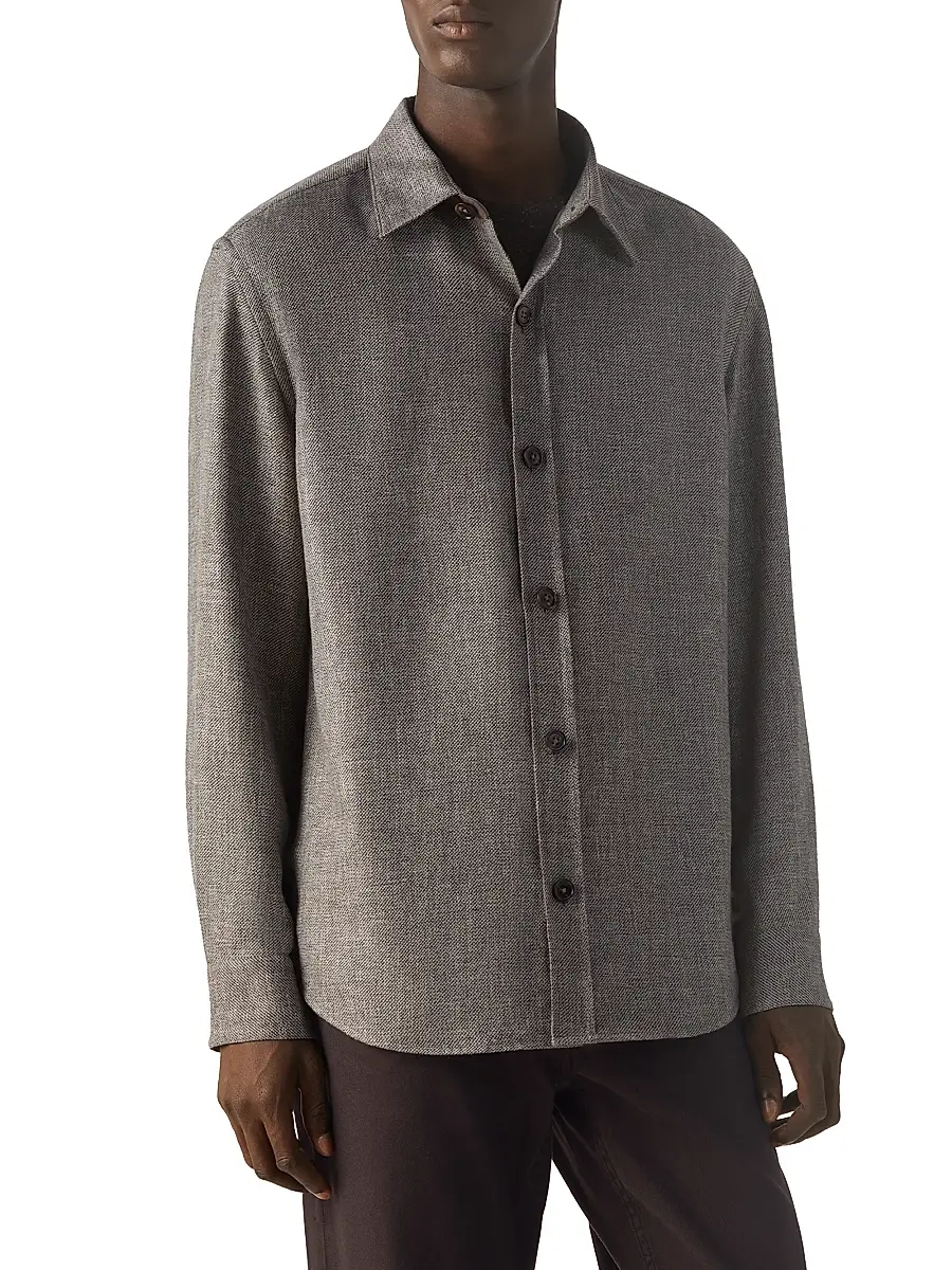 Zegna Men's Cashmere Linen and Silk Overshirt | Thumbnail 2 Zegna Men's Cashmere Linen and Silk Overshirt | Thumbnail 2