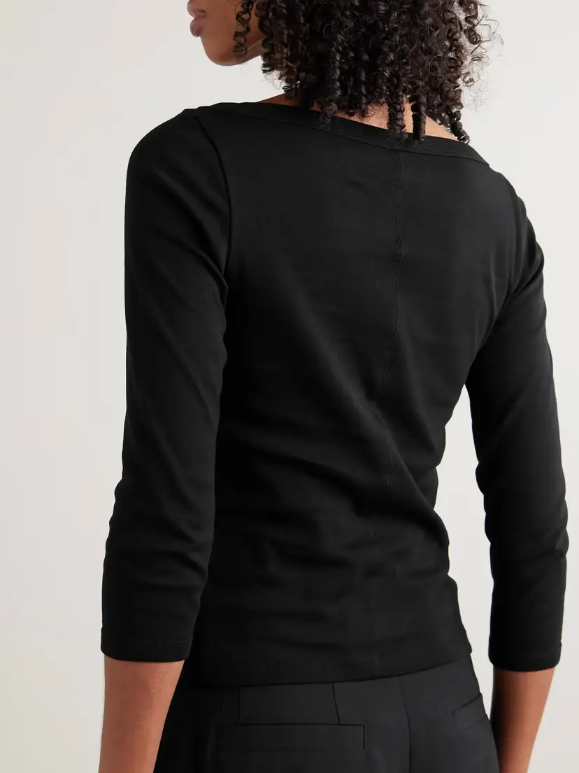 FLORE FLORE Steffi Ribbed Organic Cotton-jersey T-shirt | Thumbnail 4 FLORE FLORE Steffi Ribbed Organic Cotton-jersey T-shirt | Thumbnail 4