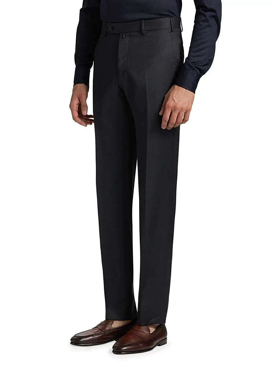 Saks Fifth Avenue Men's COLLECTION Basic Wool Dress Trousers | Thumbnail 4 Saks Fifth Avenue Men's COLLECTION Basic Wool Dress Trousers | Thumbnail 4