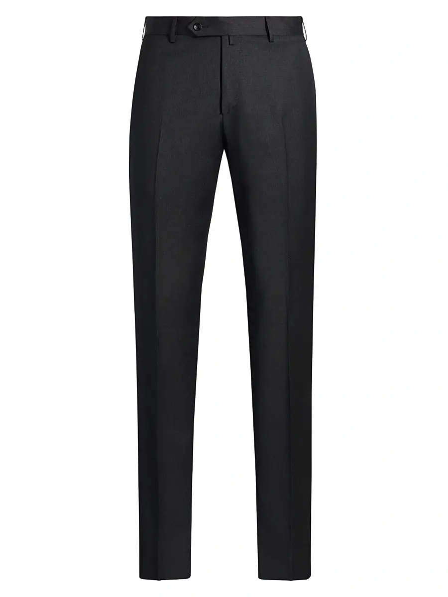 Saks Fifth Avenue Men's COLLECTION Basic Wool Dress Trousers - Charcoal | Image 1 Saks Fifth Avenue Men's COLLECTION Basic Wool Dress Trousers - Charcoal | Image 1