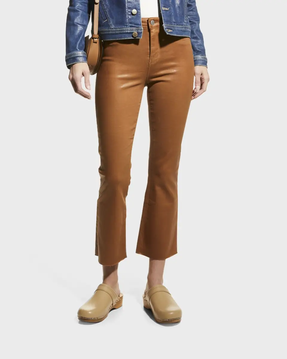 L'Agence Kendra High-Rise Coated Crop Flare Jeans | Thumbnail 3