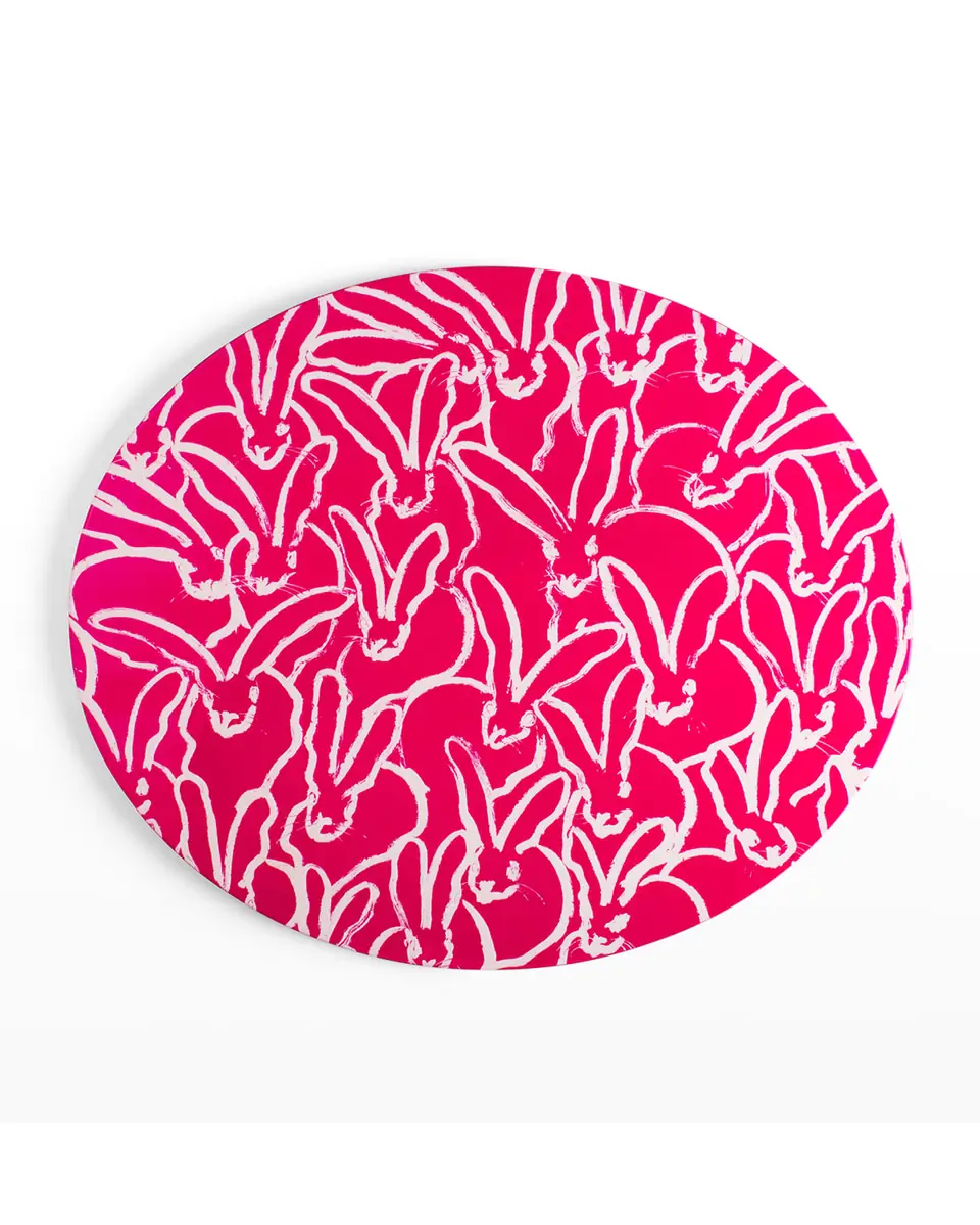 Hunt Slonem Rabbit Run Round Lacquer Placemat, Pink | Thumbnail 2 Hunt Slonem Rabbit Run Round Lacquer Placemat, Pink | Thumbnail 2
