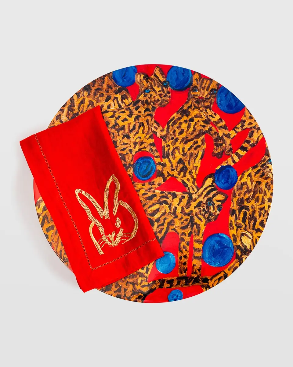 Hunt Slonem Blue Pearls Ocelot Lacquered Placemat | Thumbnail 2