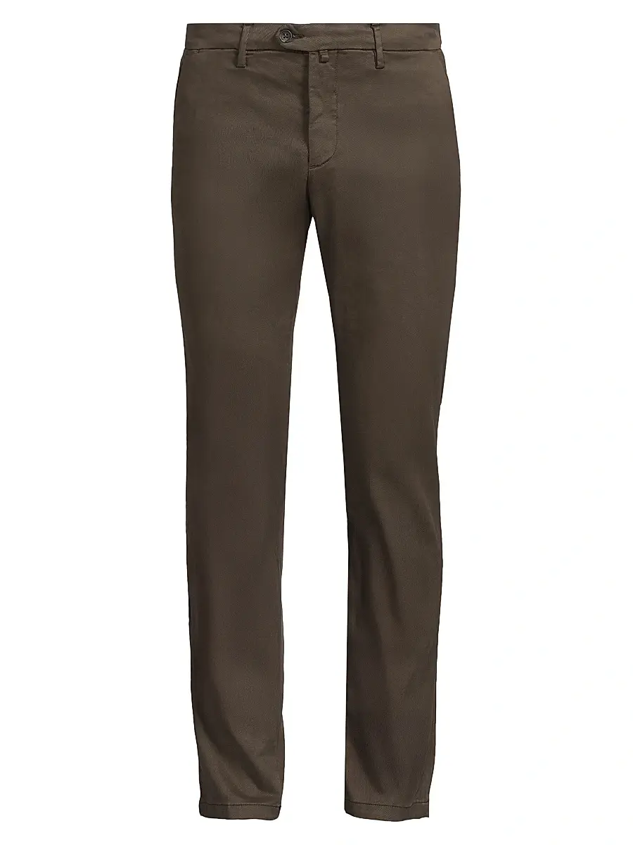 Sartorio Napoli Men's Stretch Flat-Front Trousers - Dark Brown | Image 1 Sartorio Napoli Men's Stretch Flat-Front Trousers - Dark Brown | Image 1