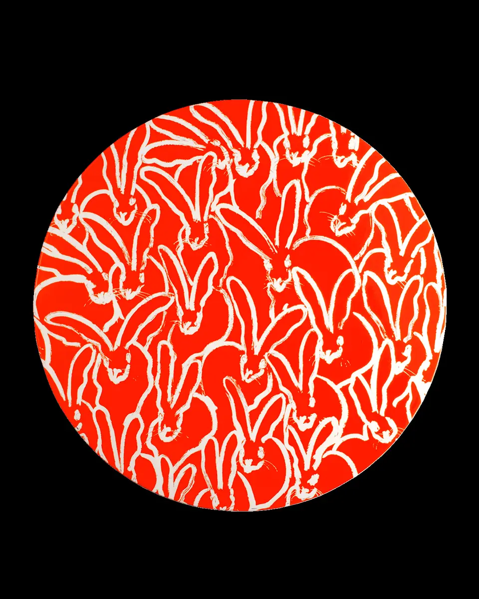 Hunt Slonem Rabbit Run Round Lacquer Placemat, Orange | Thumbnail 2 Hunt Slonem Rabbit Run Round Lacquer Placemat, Orange | Thumbnail 2
