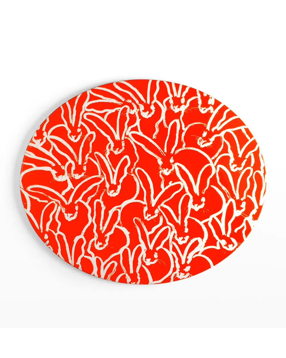 Hunt Slonem Rabbit Run Round Lacquer Placemat, Orange | Thumbnail 3 Hunt Slonem Rabbit Run Round Lacquer Placemat, Orange | Thumbnail 3