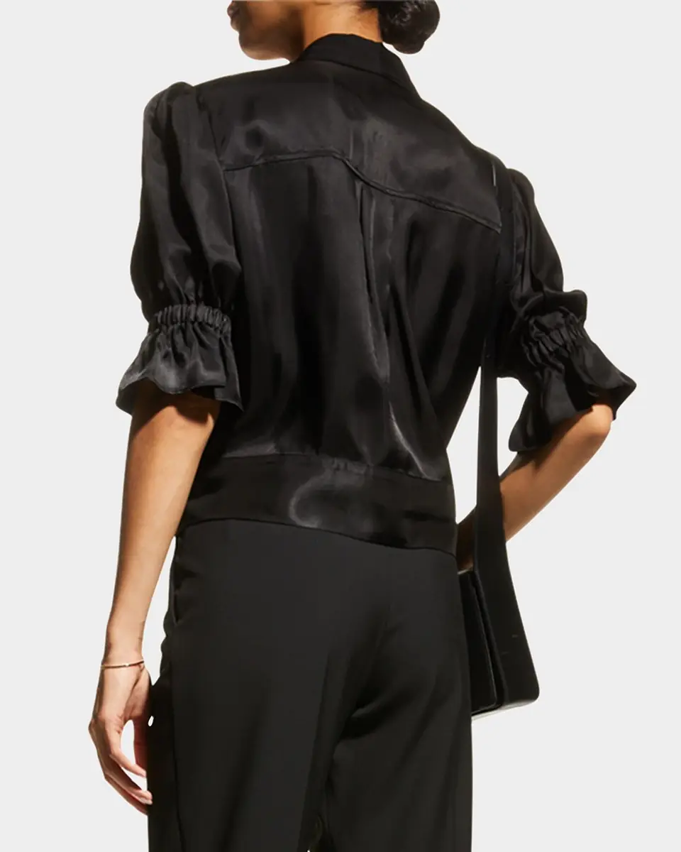 Cinq à Sept Holly Short-Sleeve Sateen Jacket | Thumbnail 3 Cinq à Sept Holly Short-Sleeve Sateen Jacket | Thumbnail 3