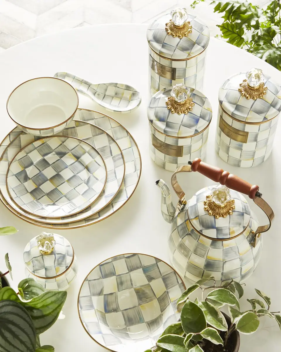 MacKenzie-Childs Sterling Check Lidded Sugar Bowl | Thumbnail 2