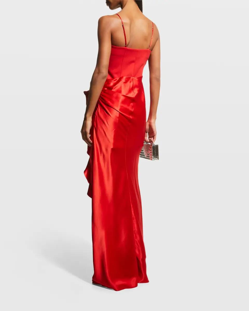 Cinq à Sept Drina Sleeveless Satin Wrap Gown | Thumbnail 3 Cinq à Sept Drina Sleeveless Satin Wrap Gown | Thumbnail 3