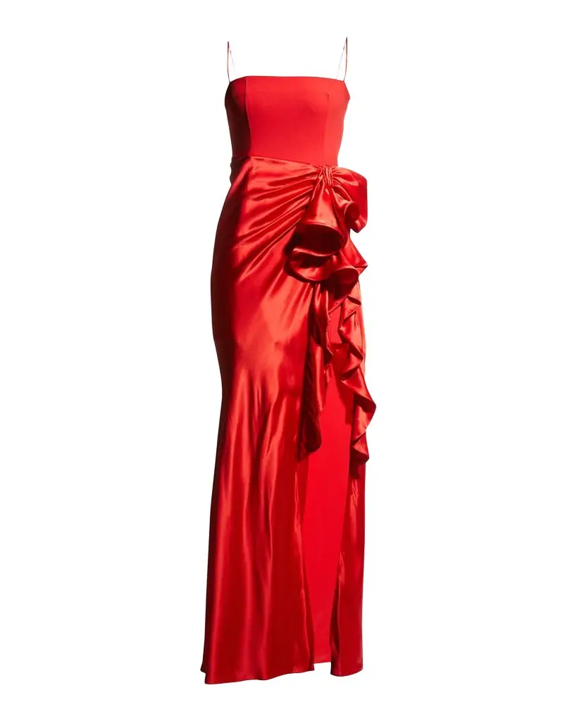 Drina Sleeveless Satin Wrap Gown Drina Sleeveless Satin Wrap Gown