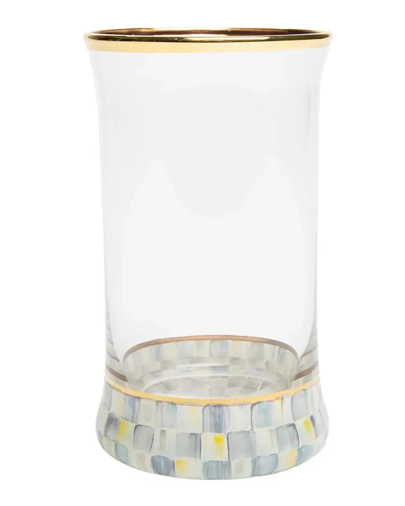 MacKenzie-Childs Sterling Check Highball Glass