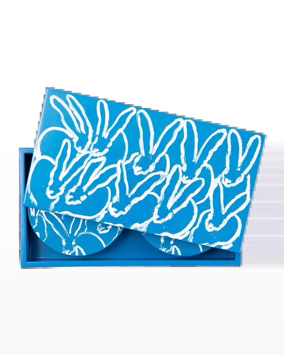 Hunt Slonem Blue Bunny Lacquer Coaster Box Set - 6 Coasters | Thumbnail 2