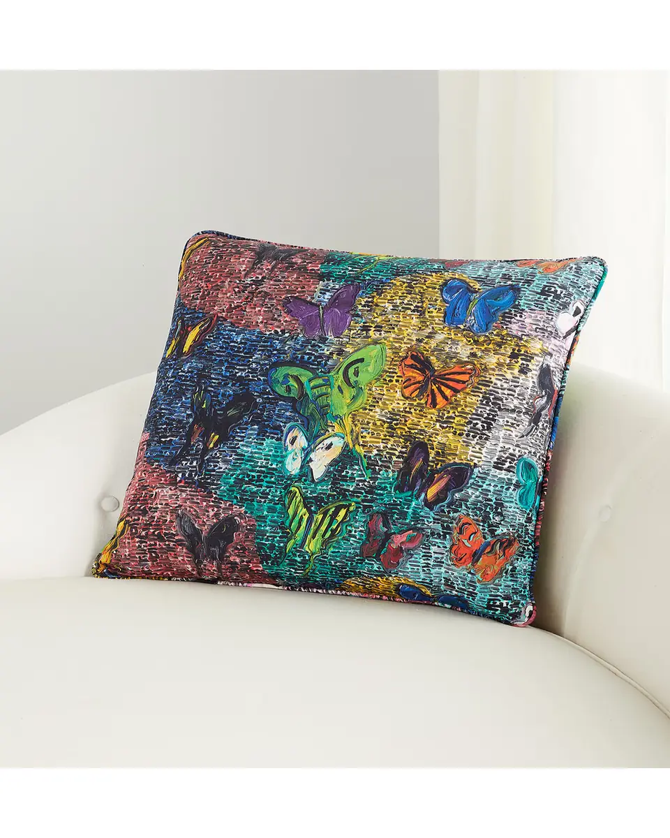 Hunt Slonem Butterfly & Guardian Cotton Pillow, 22" | Thumbnail 2