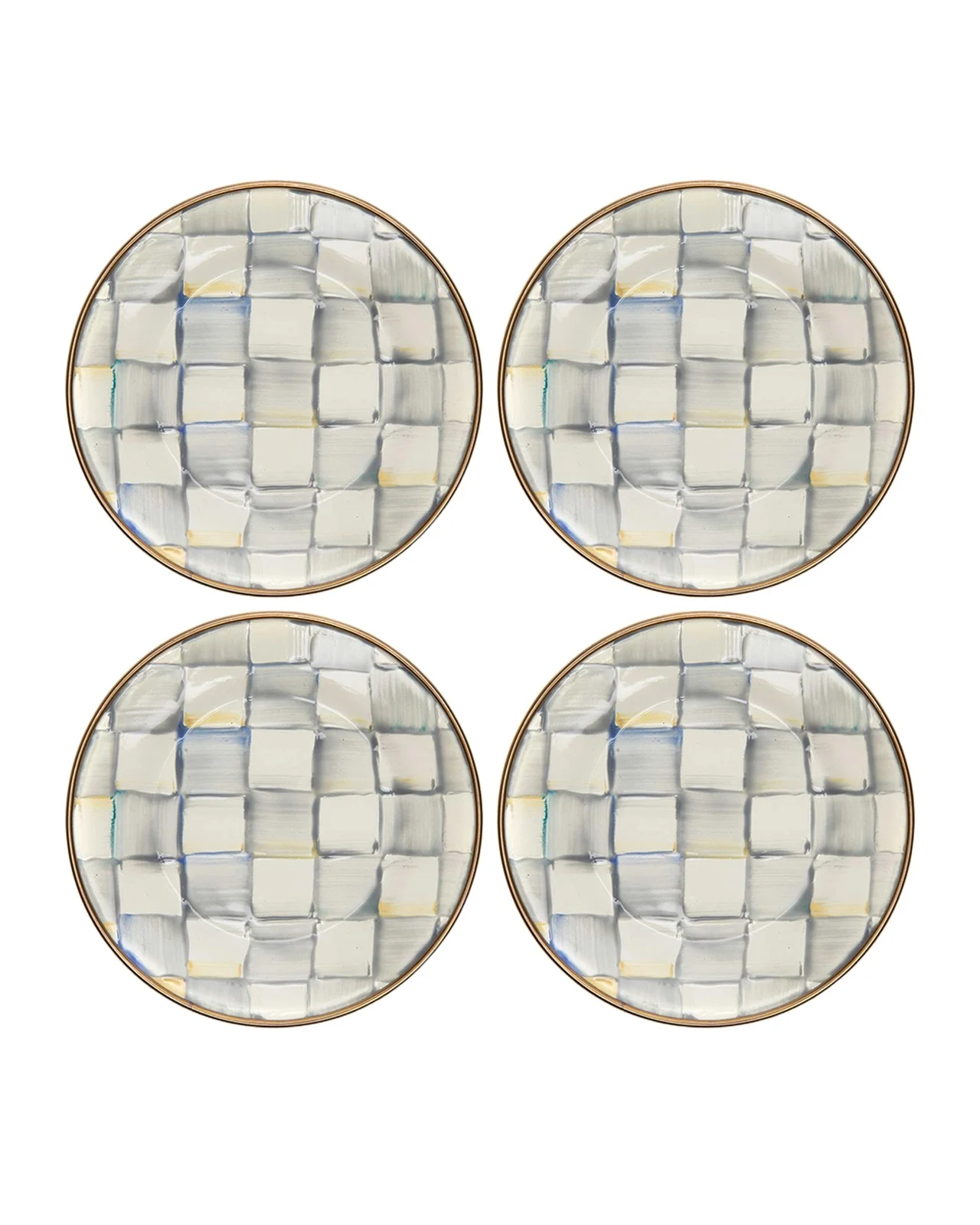MacKenzie-Childs Sterling Check Enamel Canape Plates