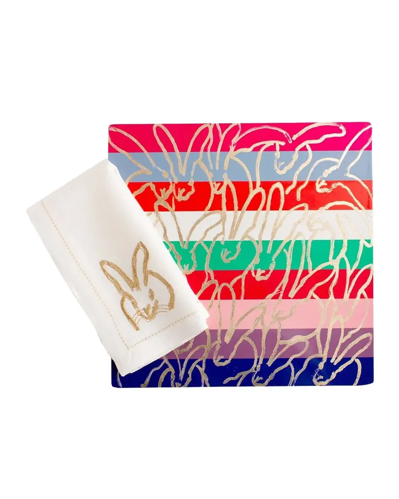 Hunt Slonem Banded Bunny Gold Leaf & Lacquer Placemat
