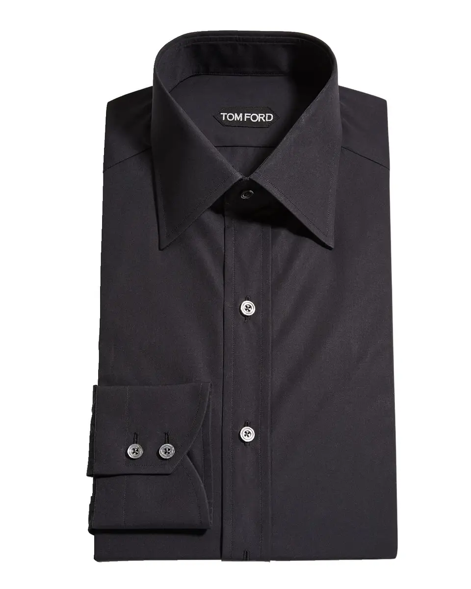 Tom Ford Men's Solid Cotton Dress Shirt | Thumbnail 3 Tom Ford Men's Solid Cotton Dress Shirt | Thumbnail 3