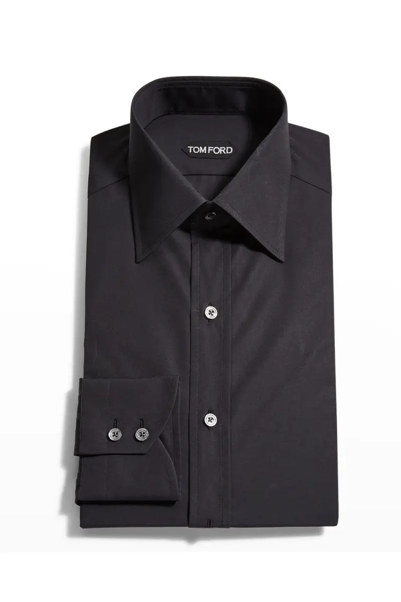 Tom Ford Men's Solid Cotton Dress Shirt | Thumbnail 4 Tom Ford Men's Solid Cotton Dress Shirt | Thumbnail 4