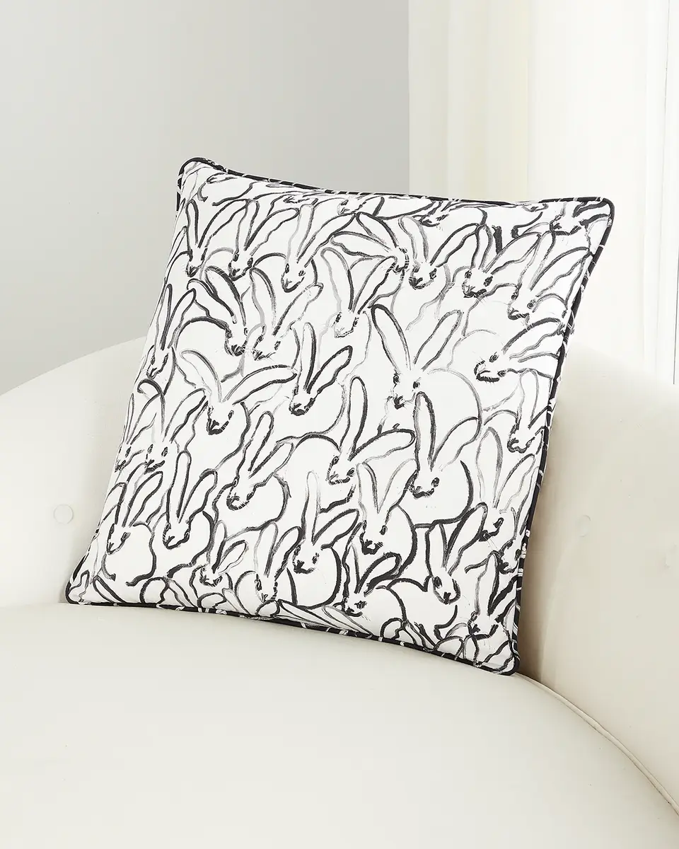 Hunt Slonem Rabbit Run Cotton Pillow, 22" | Image 1 Hunt Slonem Rabbit Run Cotton Pillow, 22" | Image 1