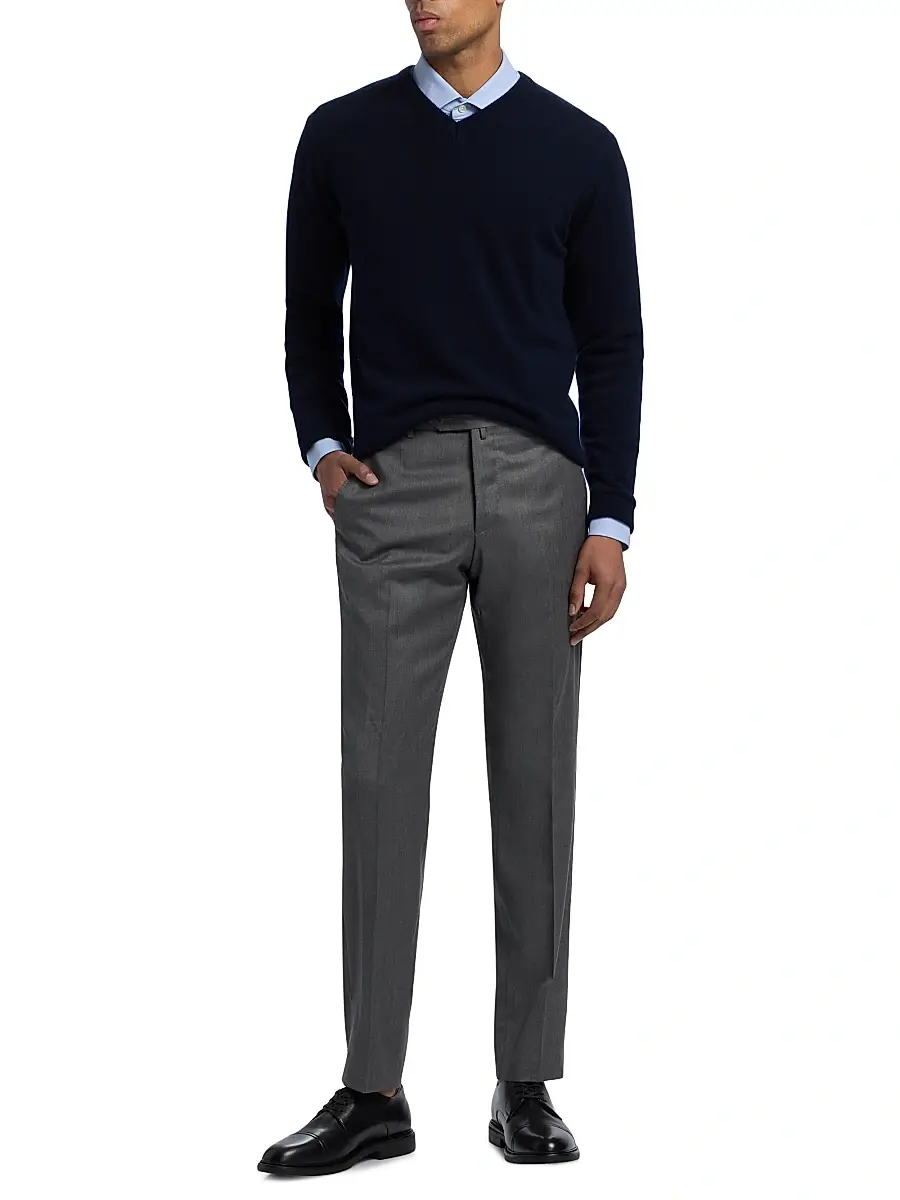 Saks Fifth Avenue Men's COLLECTION Basic Wool Dress Trousers | Thumbnail 2 Saks Fifth Avenue Men's COLLECTION Basic Wool Dress Trousers | Thumbnail 2
