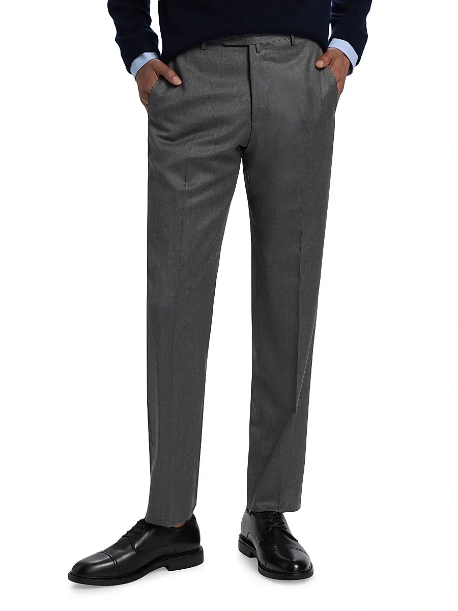 Saks Fifth Avenue Men's COLLECTION Basic Wool Dress Trousers | Thumbnail 3 Saks Fifth Avenue Men's COLLECTION Basic Wool Dress Trousers | Thumbnail 3