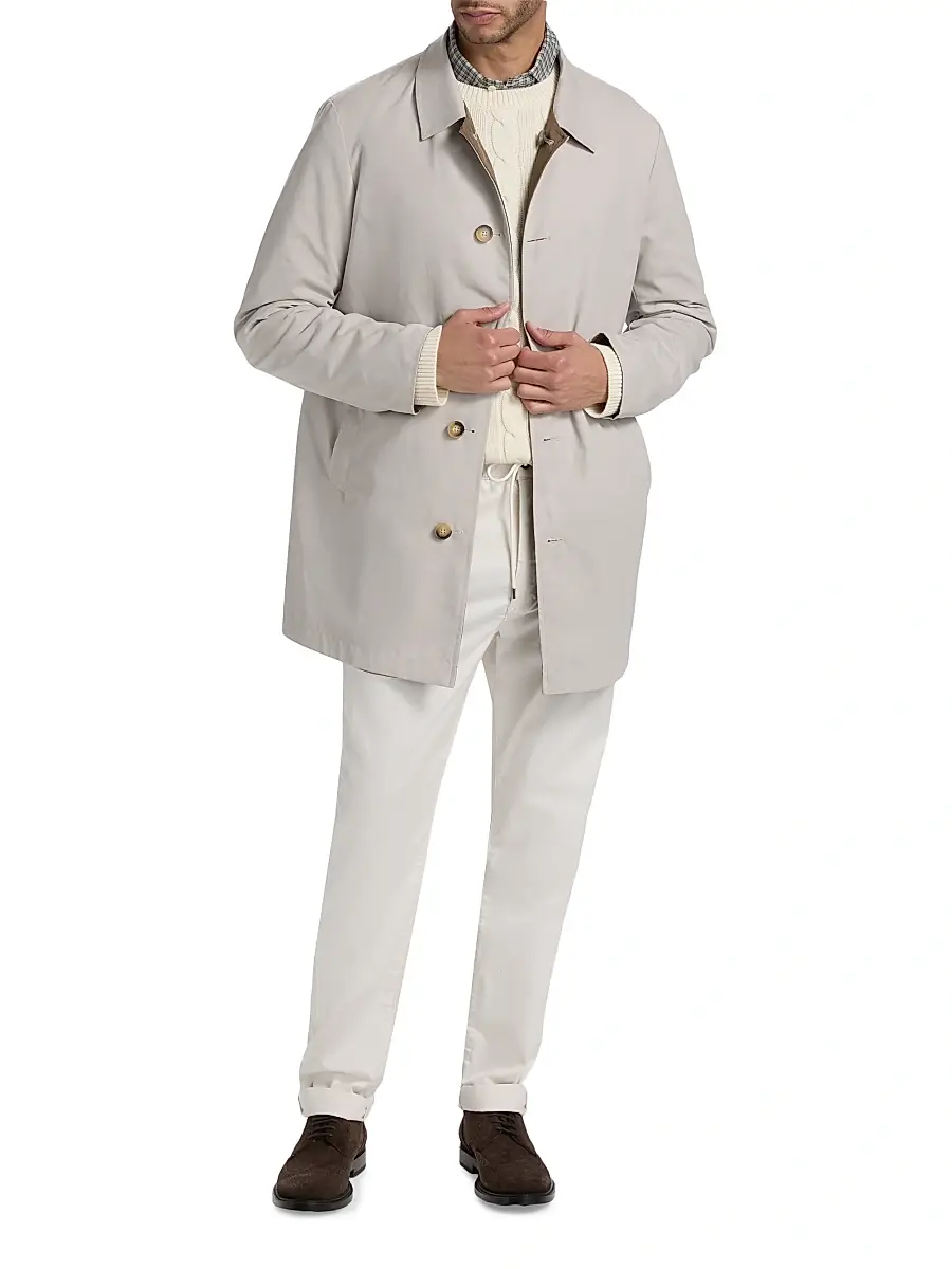Saks Fifth Avenue Men's Reversible Peach Raincoat | Thumbnail 2 Saks Fifth Avenue Men's Reversible Peach Raincoat | Thumbnail 2