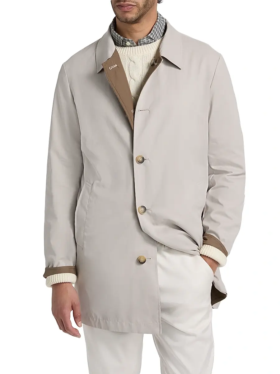 Saks Fifth Avenue Men's Reversible Peach Raincoat | Thumbnail 3 Saks Fifth Avenue Men's Reversible Peach Raincoat | Thumbnail 3