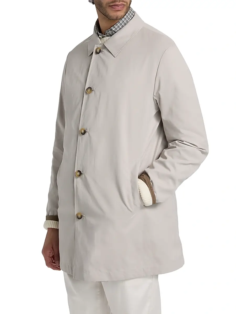 Saks Fifth Avenue Men's Reversible Peach Raincoat | Thumbnail 4 Saks Fifth Avenue Men's Reversible Peach Raincoat | Thumbnail 4