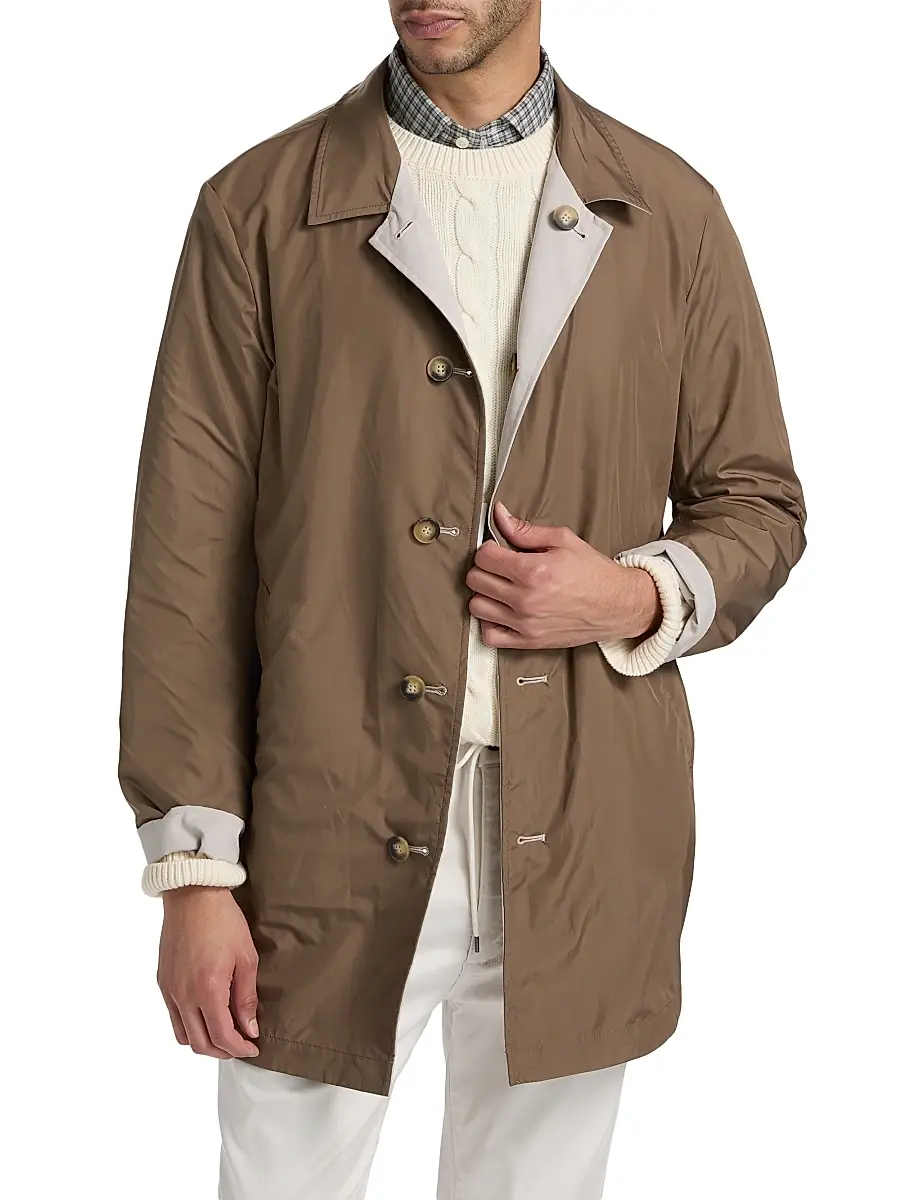 Saks Fifth Avenue Men's Reversible Peach Raincoat | Thumbnail 6 Saks Fifth Avenue Men's Reversible Peach Raincoat | Thumbnail 6