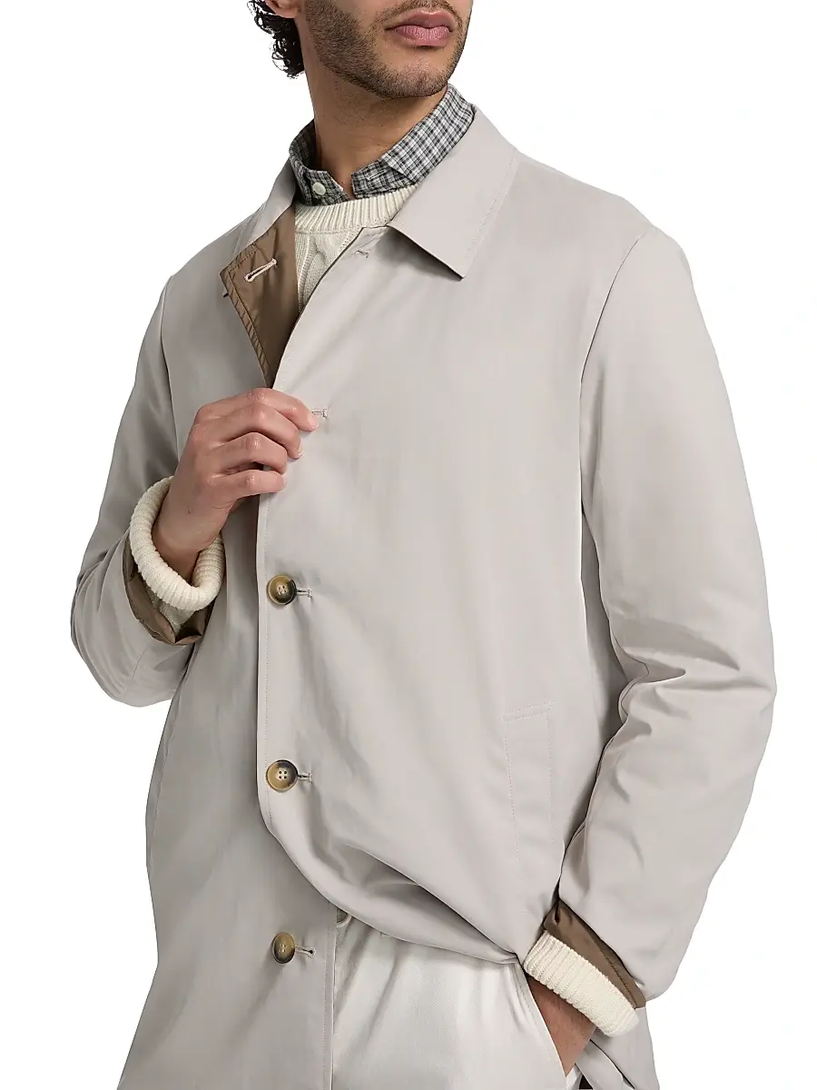 Saks Fifth Avenue Men's Reversible Peach Raincoat | Thumbnail 7 Saks Fifth Avenue Men's Reversible Peach Raincoat | Thumbnail 7
