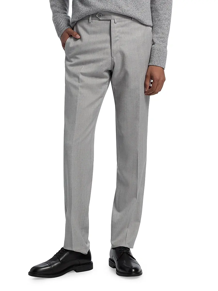 Saks Fifth Avenue Men's COLLECTION Basic Wool Dress Trousers | Thumbnail 3 Saks Fifth Avenue Men's COLLECTION Basic Wool Dress Trousers | Thumbnail 3