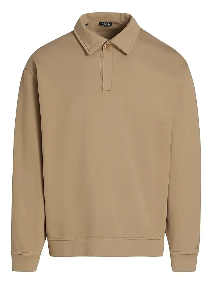 Saks Fifth Avenue Men's Foundation Johnny-Collar Fleece Polo Shirt