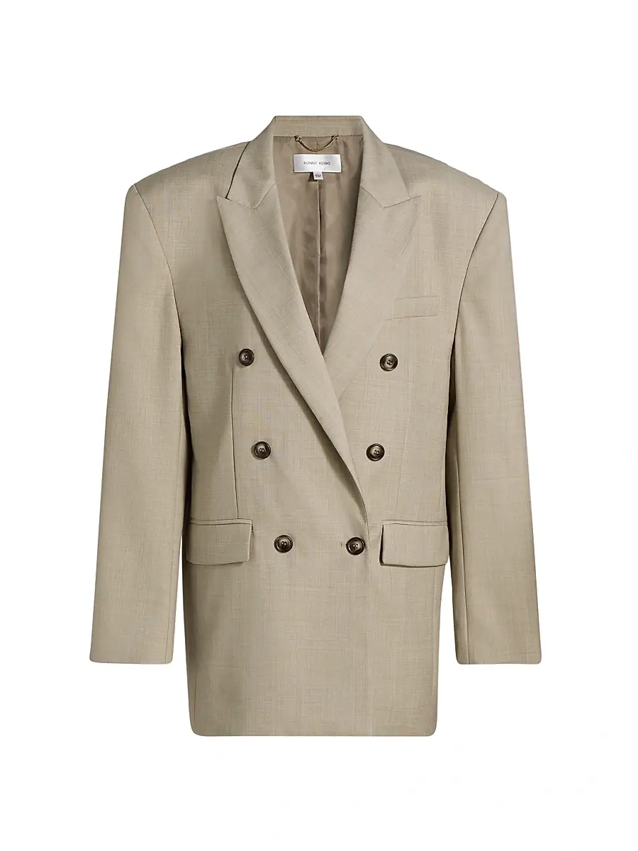 Ronny Kobo Women's 1988 Double-Breasted Wool-Blend Blazer - Crosshatch Taupe | Image 1 Ronny Kobo Women's 1988 Double-Breasted Wool-Blend Blazer - Crosshatch Taupe | Image 1